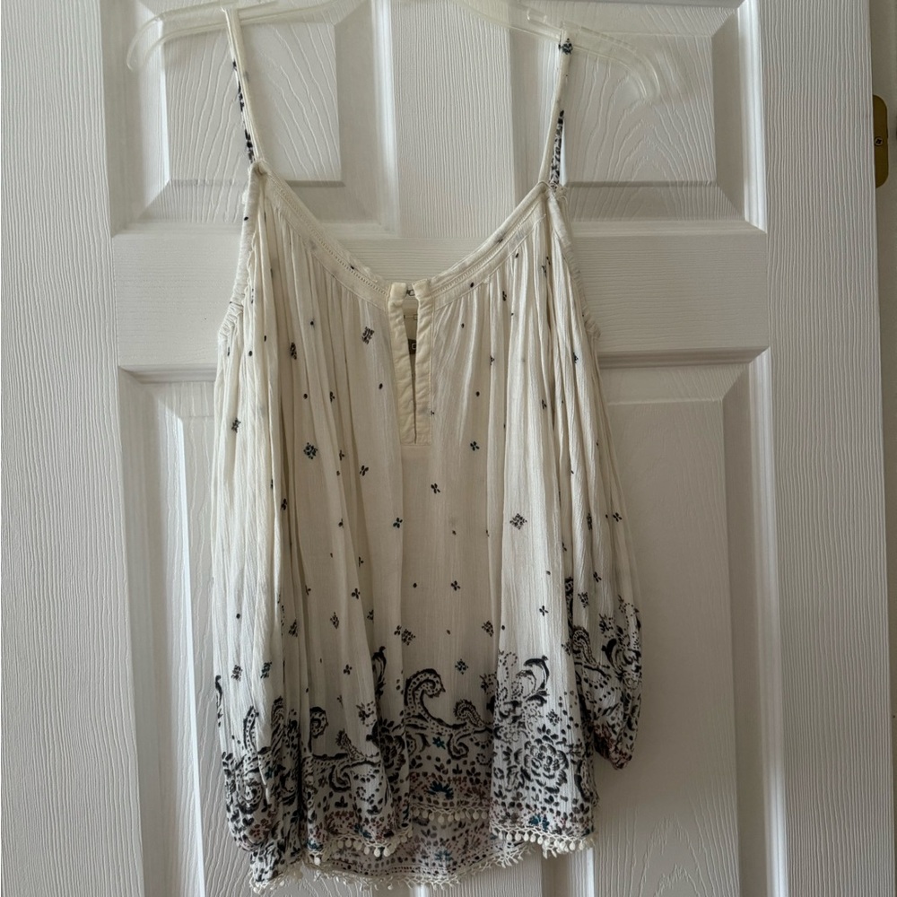 Patterned Cold Shoulder Top - image 1